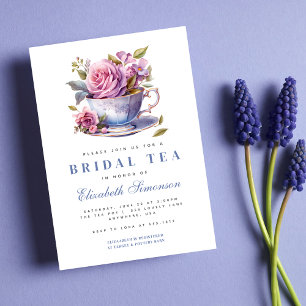 Periwinkle Floral Tea Cup Bruidsthee Vrijgezellenf Kaart