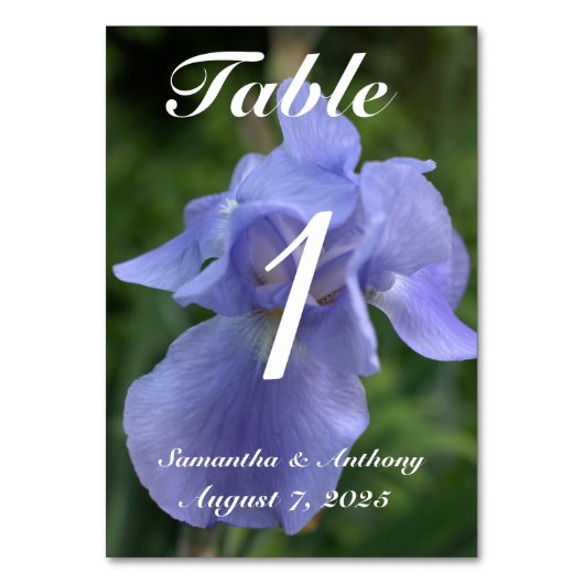 Periwinkle Floral Wedding Table No. Kaarten (Achterkant)