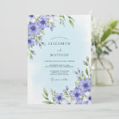 Periwinkle Floral Whimsy Wedding Kaart (Staand voorkant)