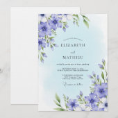 Periwinkle Floral Whimsy Wedding Kaart (Voorkant / Achterkant)