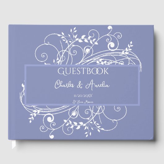 Periwinkle Flourish Wedding Guest Book Gastenboek (Voorkant)