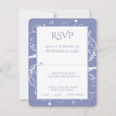 Periwinkle Flourish Wedding RSVP Kaart (Voorkant)