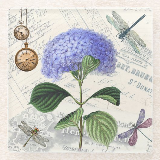  Periwinkle Flower en Dragonfly Onderzetter (Voorkant)