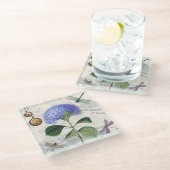  Periwinkle Flower en Dragonfly Onderzetter Glazen Onderzetter (Schuin)