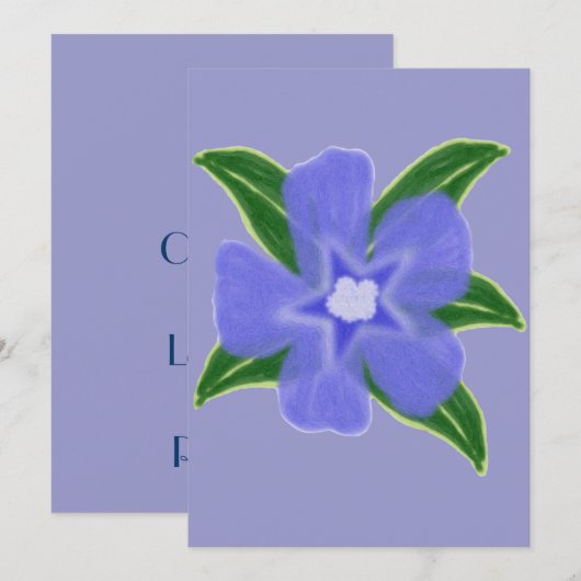 Periwinkle Flower Invitation Kaart (Voorkant / Achterkant)