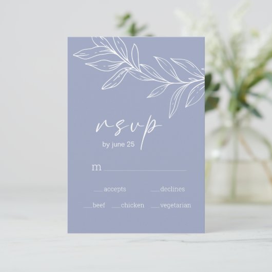 Periwinkle Flowers Bruiloft RSVP Kaart (Staand voorkant)