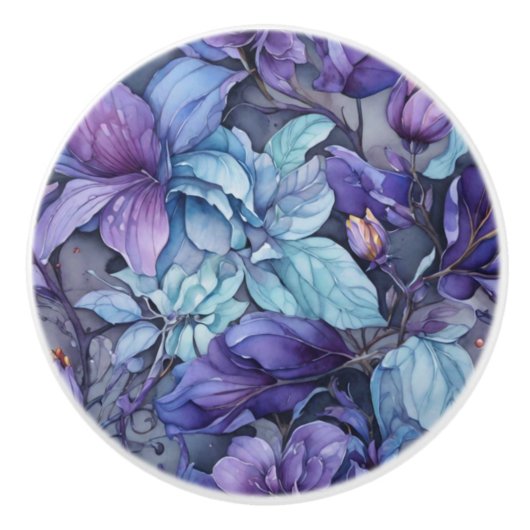 Periwinkle Flowers Keramische Knop (Voorkant)