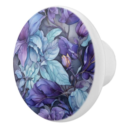 Periwinkle Flowers Keramische Knop (Rechts)