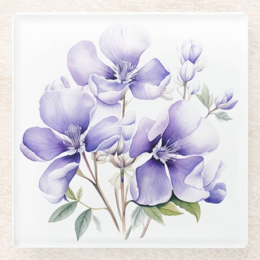Periwinkle Flowers: "My Kitchen" Coaster Glazen Onderzetter (Voorkant)