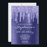 Periwinkle Folie en Glitter Drip 16th Birthday Kaart<br><div class="desc">Creëer je eigen stijlvolle zestien of andere mijlpaalse verjaardagsfeestdag. Decoratieve faux sparkly periwinkle glitter en folie druipt in combinatie met een donkere periwinkle paarse ombre metaal folie. De luxe sparkles,  glitter en folie worden gemaakt met digitale beelden.</div>