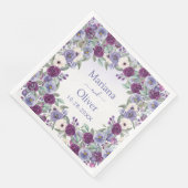 Periwinkle Fuchsia Blush Waterverf Floral Wedding Servet (Hoek)