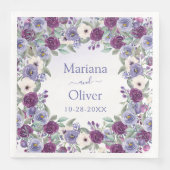 Periwinkle Fuchsia Blush Waterverf Floral Wedding Servet (Voorkant)