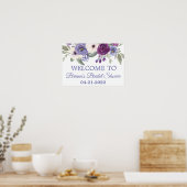 Periwinkle Fuchsia Vrijgezellenfeest Floral Welkom Poster (Keuken)
