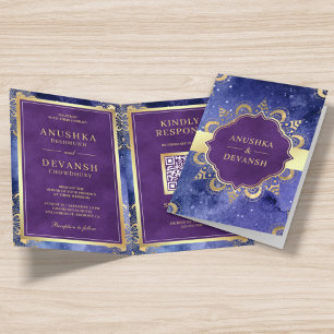 Periwinkle Galaxy Mandala QR Code Indian Wedding