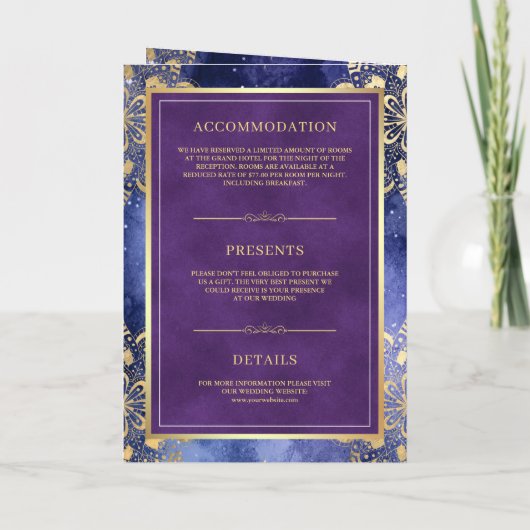 Periwinkle Galaxy Mandala QR Code Indian Wedding (Achterkant)