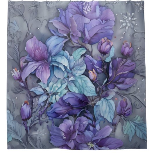 Periwinkle Garden Douchegordijn (Voorkant)