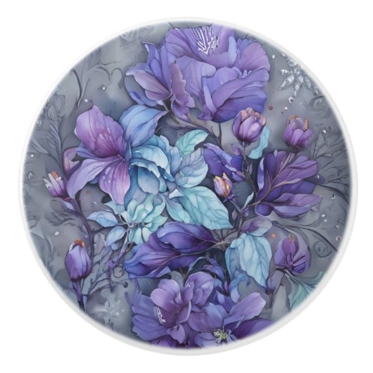 Periwinkle Garden Keramische Knop (Voorkant)