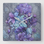 Periwinkle Gardens Vierkante Klok (Voorkant)