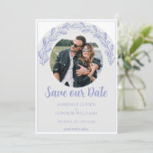 Periwinkle Garland Foto Save the Date (Staand voorkant)
