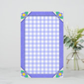 Periwinkle Gingham controleert  briefpapier (Staand voorkant)