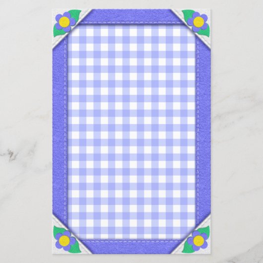 Periwinkle Gingham controleert  briefpapier (Voorkant)
