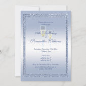 Periwinkle Glitter & Champagne Flutes Birthday Kaart (Voorkant)