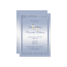 Periwinkle Glitter & Champagne Flutes Birthday