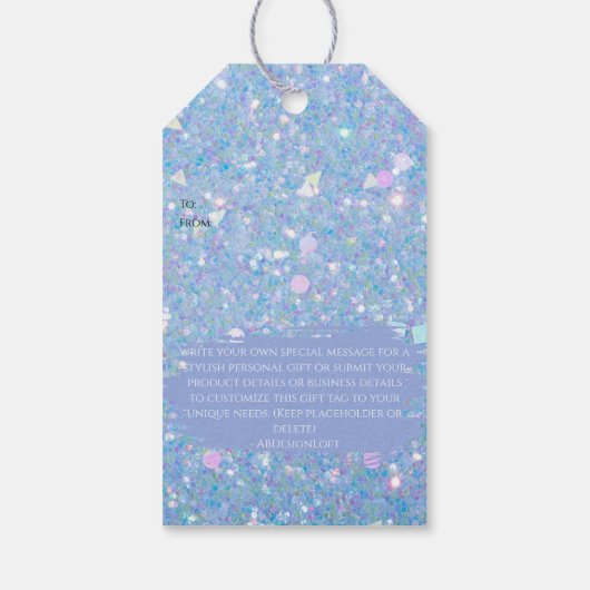Periwinkle Glitter Gift Labels | LOGO LABELS Cadeaulabel (Achterkant)