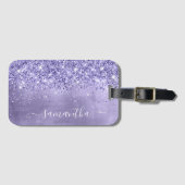 Periwinkle Glitter Lavender Blue Girly Signature Bagagelabel (Voorkant (horizontaal))