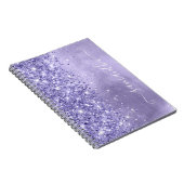 Periwinkle Glitter Lavender Blue Girly Signature Notitieboek (Rechterzijde)