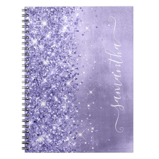 Periwinkle Glitter Lavender Blue Girly Signature Notitieboek (Voorkant)