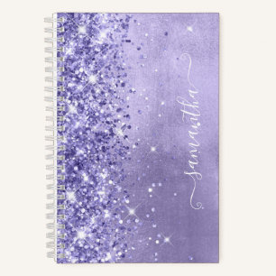 Periwinkle Glitter Lavender Blue Girly Signature Notitieboek