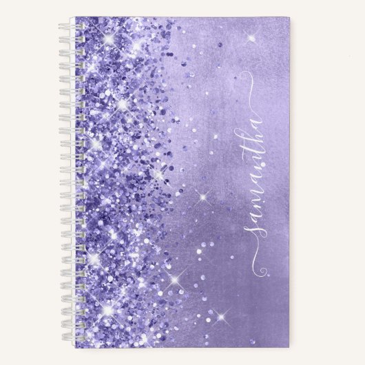 Periwinkle Glitter Lavender Blue Girly Signature Notitieboek (Voorkant)