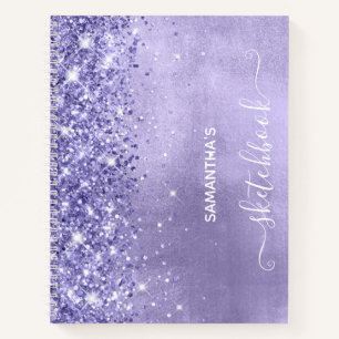Periwinkle Glitter Lavender Blue Girly Sketchbook Notitieboek
