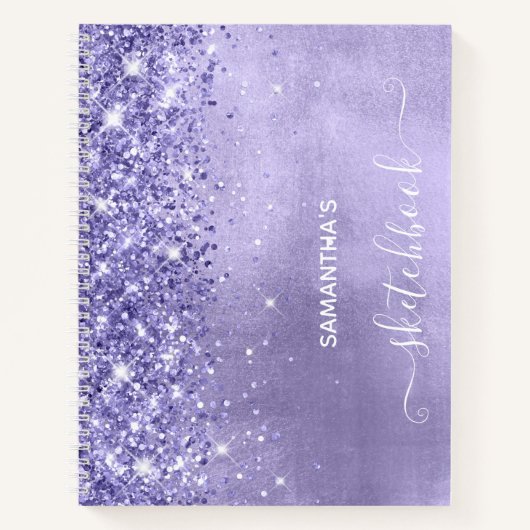 Periwinkle Glitter Lavender Blue Girly Sketchbook Notitieboek (Voorkant)