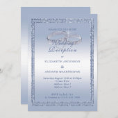 Periwinkle Glitter, Silver Ring Wedding Reception Kaart (Voorkant / Achterkant)