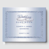 Periwinkle Glitter & Silver Wedding Rings Gastenboek (Voorkant)