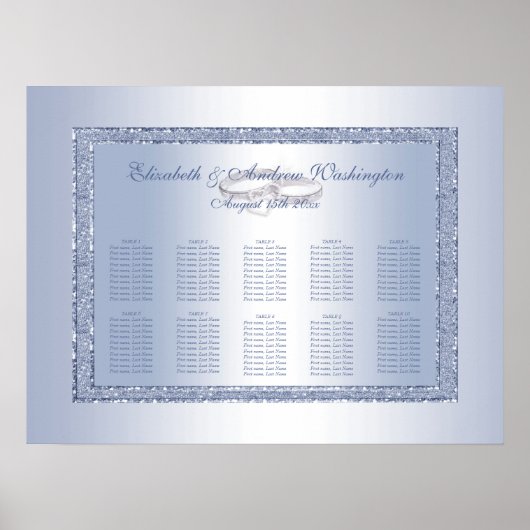 Periwinkle Glitter & Silver Wedding Rings Poster (Voorkant)
