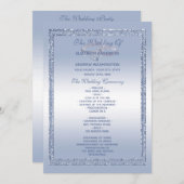 Periwinkle Glitter & Silver Wedding Rings Programmakaart (Voorkant / Achterkant)