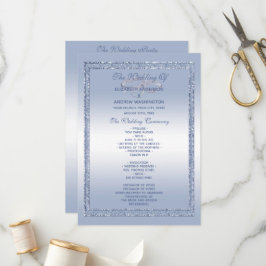 Periwinkle Glitter & Silver Wedding Rings Programmakaart