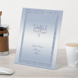 Periwinkle Glitter & Silver Wedding Rings Reclamebord Met Voetstuk