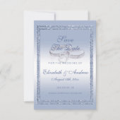 Periwinkle Glitter & Silver Wedding Rings Save The Date (Voorkant)