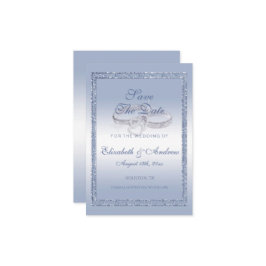 Periwinkle Glitter & Silver Wedding Rings Save The Date