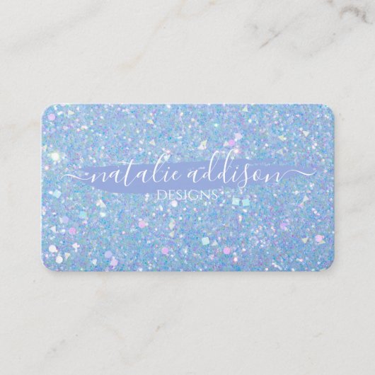 Periwinkle Glitter Visitekaartjes (Voorkant)