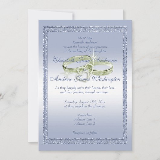  Periwinkle Glitter & Wedding Rings Kaart (Voorkant)