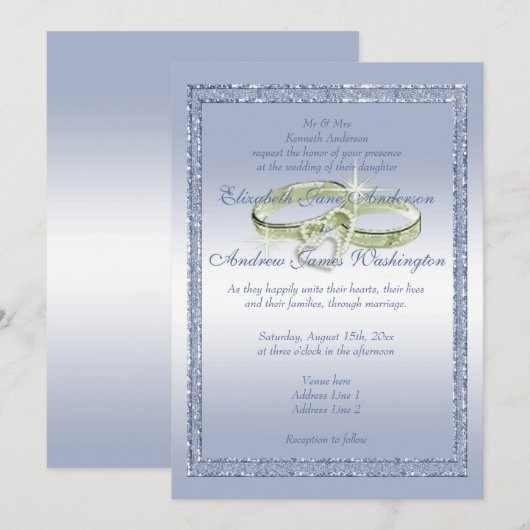  Periwinkle Glitter & Wedding Rings Kaart (Voorkant / Achterkant)