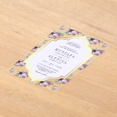 Periwinkle Gold Purple Floral Muslim Wedding Acryl Uitnodigingen (Laagn)