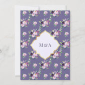 Periwinkle Goud Paarse Bloemen Moslim Bruiloft Kaart (Achterkant)