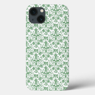 Periwinkle Green White Decorative Chic Floral iPhone 13 Hoesje