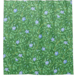 Periwinkle Green White Decorative Chic Floral Douchegordijn